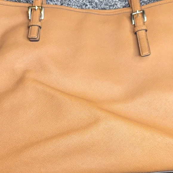 Michael Kors Textured Leather Beige Tote Shoulder Bag Great For Laptop, iPad Etc - Picture 6 of 11